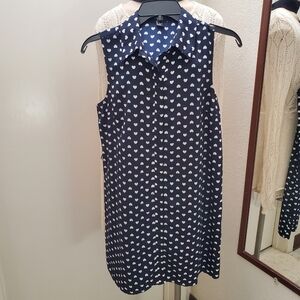 Forever 21 Blue Sleeveless Notched Collar Button Down Mini Dress